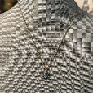Monet Gold Necklace with Blue Floral Charm